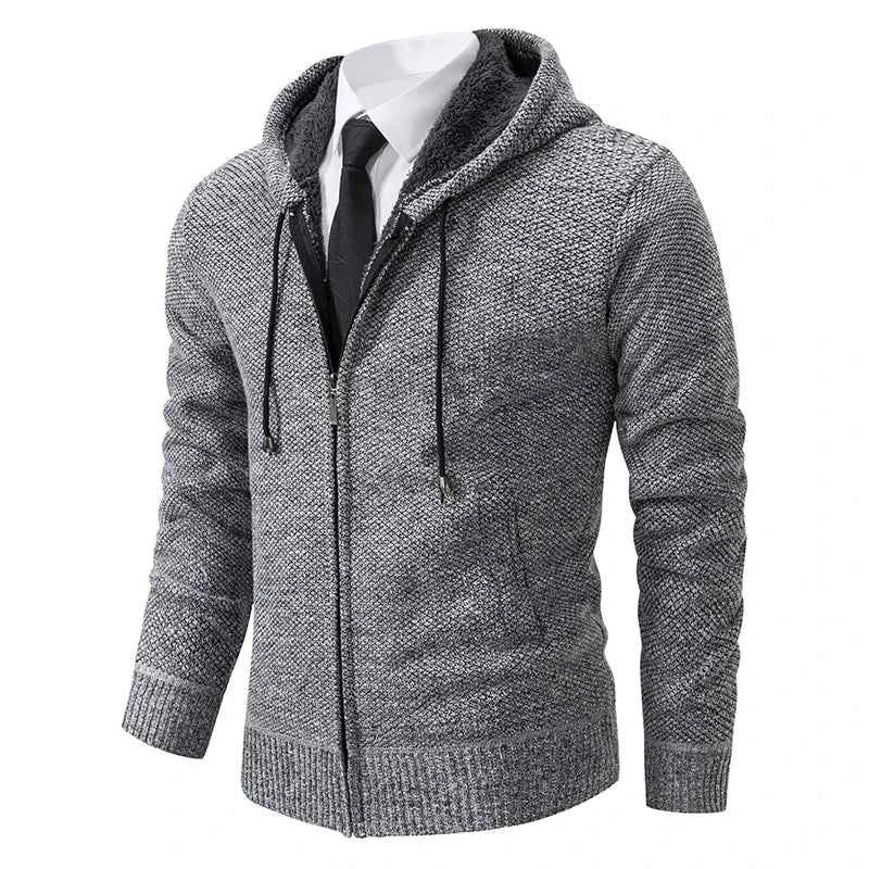 Solid Color Men's Fleece Sweater - Stylish Comfort