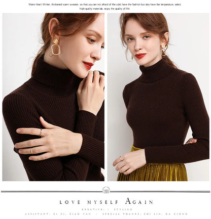 Women's Winter Fall Turtleneck Sweater Knitted Soft Pullovers Cashmere Jumpers Basic Soft Sweaters For Women 2024 Autumn Winter