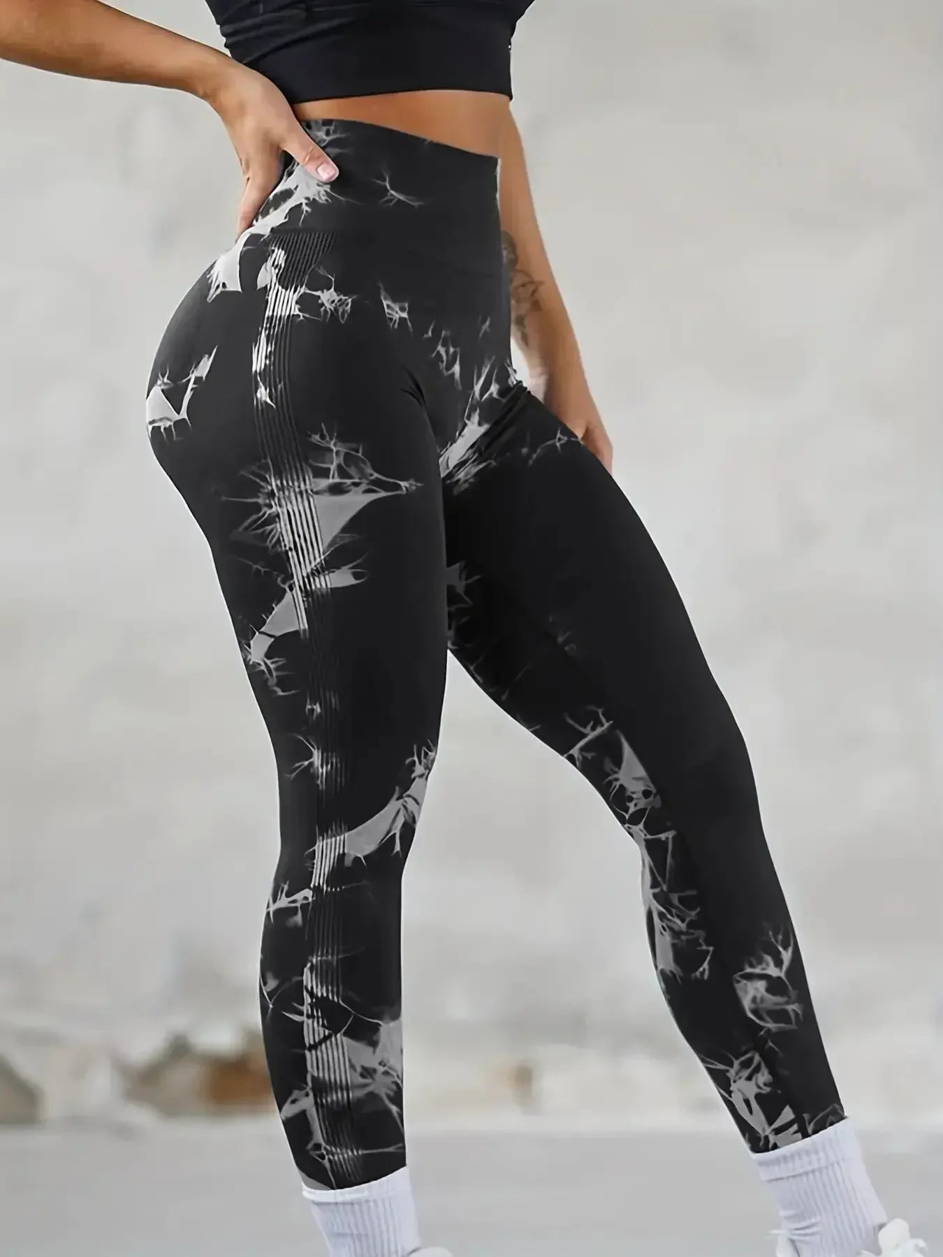 Nahtlose Yoga-Leggings mit Batikmuster für Damen, hohe Taille, Fitness, sexy, modische Leggings, Training, Laufen, Gesäßheben, Radsport-Leggings