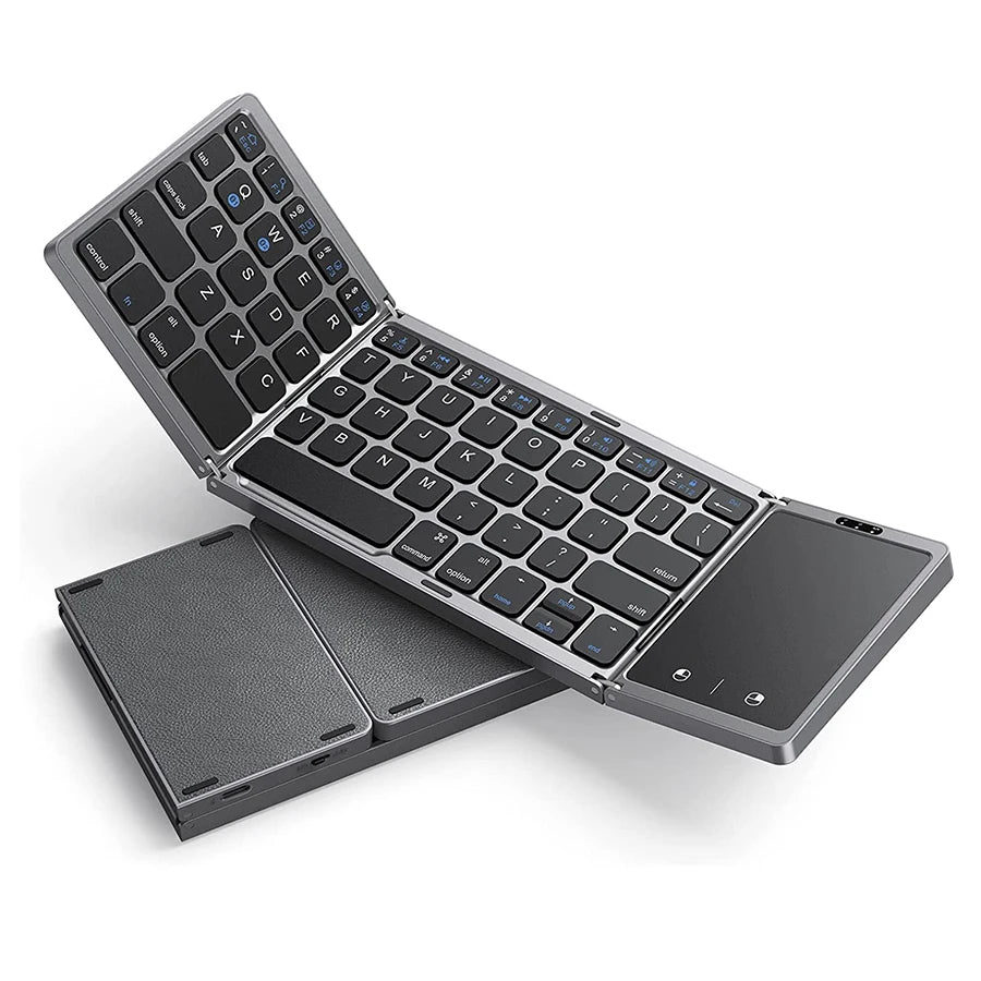 Foldable Wireless Bluetooth Keyboard Rechargeable Folding Portable Keyboards for PC Mac Smartphone Windows iOS Android