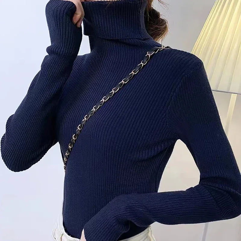 Women's Winter Fall Turtleneck Sweater Knitted Soft Pullovers Cashmere Jumpers Basic Soft Sweaters For Women 2024 Autumn Winter