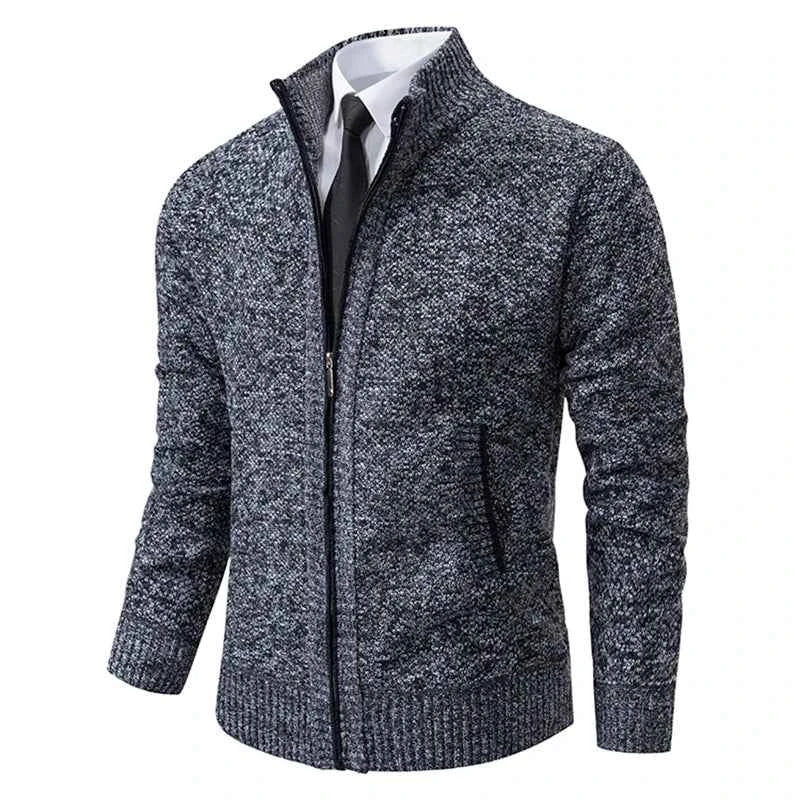 Solid Color Men's Fleece Sweater - Stylish Comfort