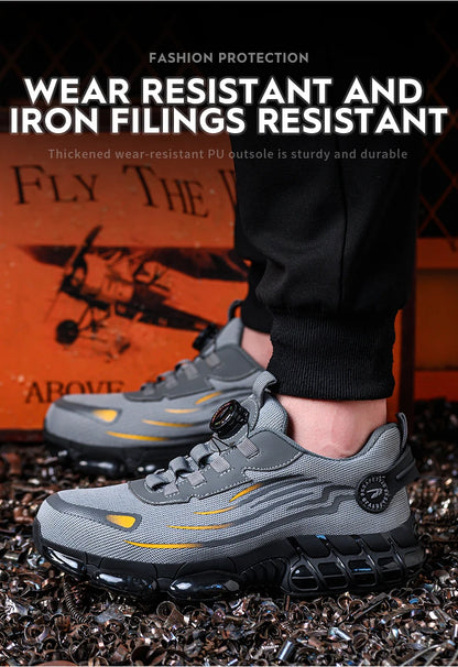 Men Sneakers Work Steel Toe Safety Protective Shoes, Puncture-Proof Anti-smash Steel Toe Boots