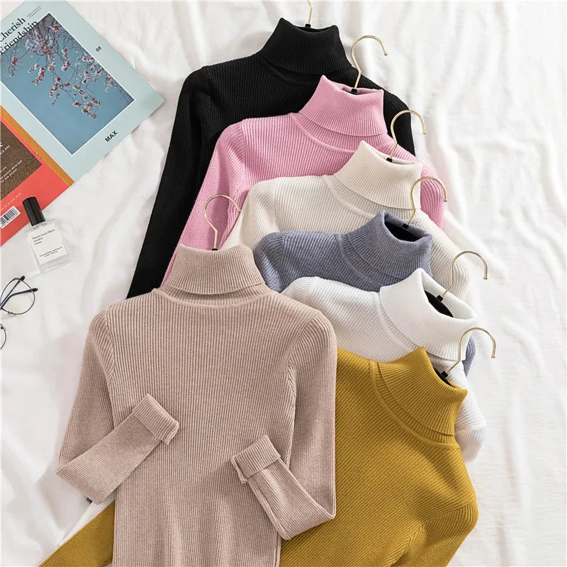 Women's Winter Fall Turtleneck Sweater Knitted Soft Pullovers Cashmere Jumpers Basic Soft Sweaters For Women 2024 Autumn Winter