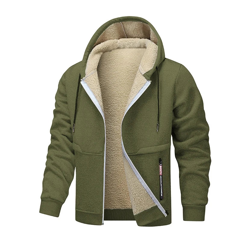 Men's Sherpa Lined Fleece Hoodie - Thick, Heavyweight Zipper Jacket