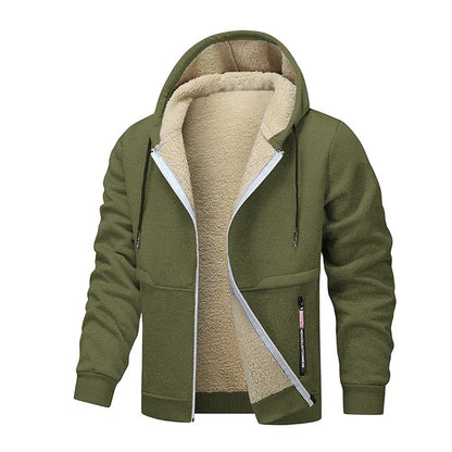 Men's Sherpa Lined Fleece Hoodie - Thick, Heavyweight Zipper Jacket