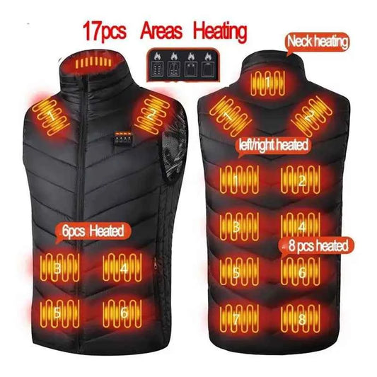 17-Area USB Infrared Heated Vest - Winter Electric Jacket
