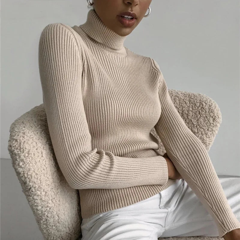 Women's Winter Fall Turtleneck Sweater Knitted Soft Pullovers Cashmere Jumpers Basic Soft Sweaters For Women 2024 Autumn Winter