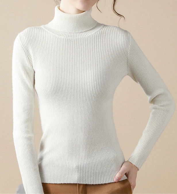 Women's Winter Fall Turtleneck Sweater Knitted Soft Pullovers Cashmere Jumpers Basic Soft Sweaters For Women 2024 Autumn Winter