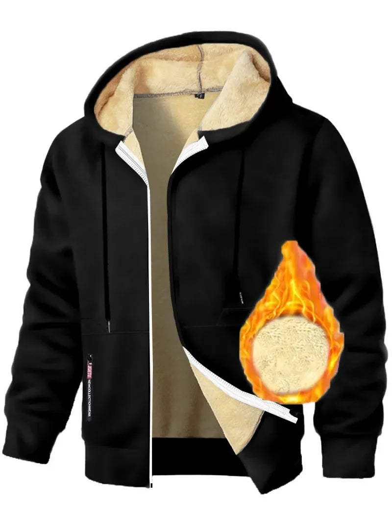 Men's Sherpa Lined Fleece Hoodie - Thick, Heavyweight Zipper Jacket