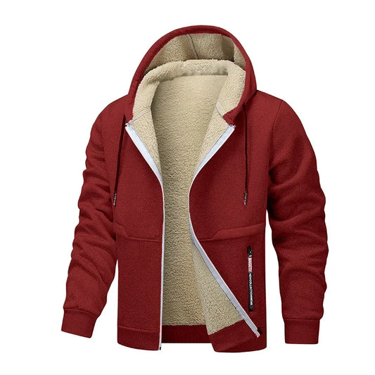 Men's Sherpa Lined Fleece Hoodie - Thick, Heavyweight Zipper Jacket