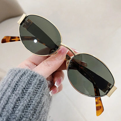 Fashion Oval Sunglasses Women Retro Trend Outdoor Metal Sun Glasses High Quality Classic Men Luxury Brand Eyewear UV400