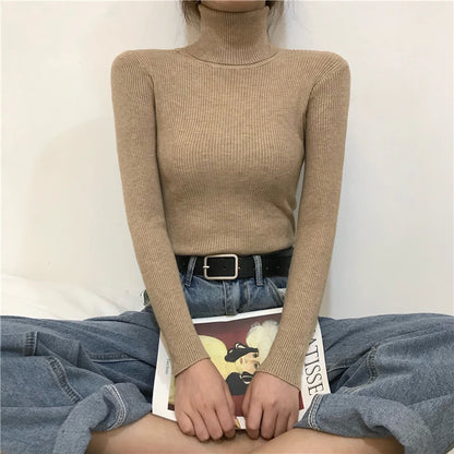 Women's Winter Fall Turtleneck Sweater Knitted Soft Pullovers Cashmere Jumpers Basic Soft Sweaters For Women 2024 Autumn Winter