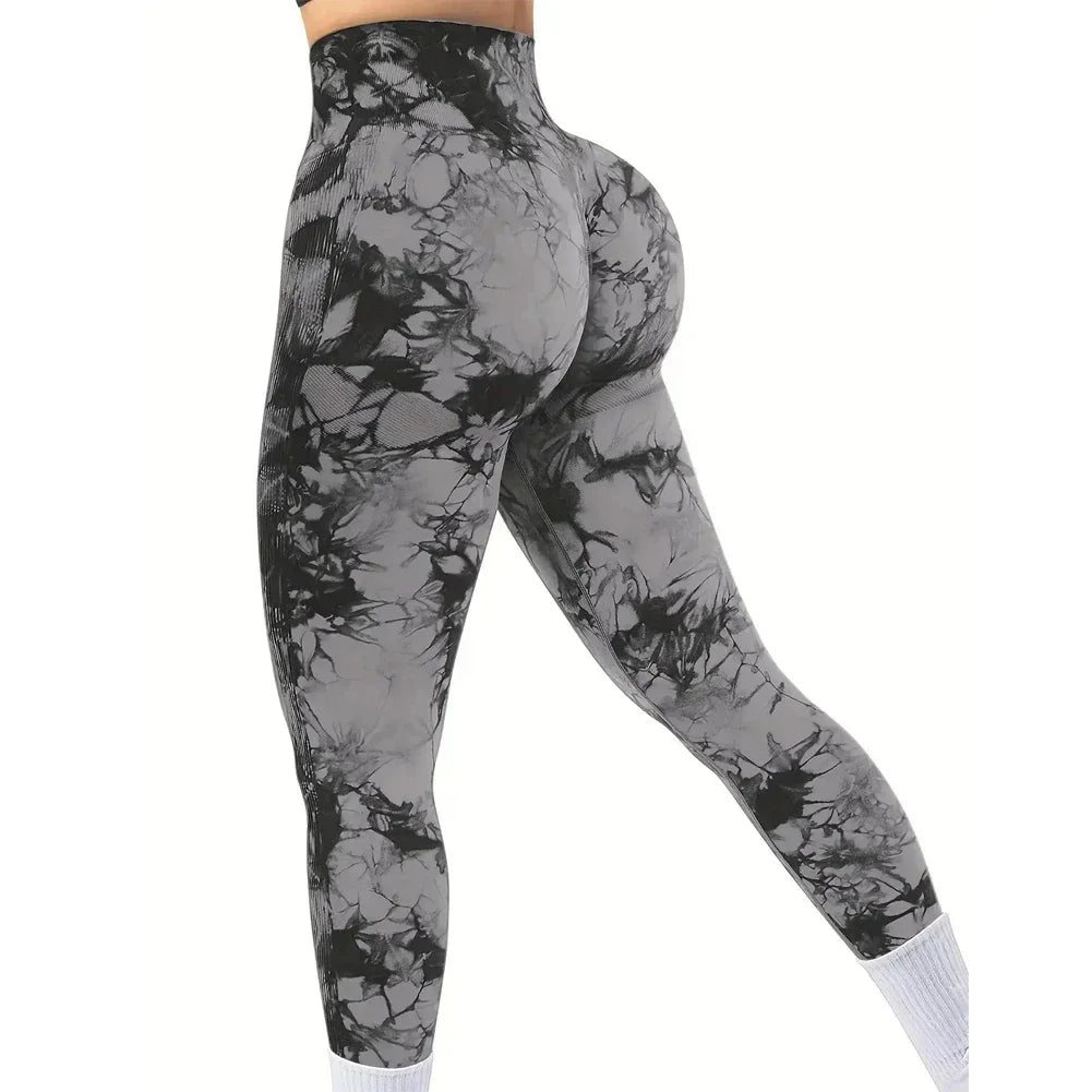 Nahtlose Yoga-Leggings mit Batikmuster für Damen, hohe Taille, Fitness, sexy, modische Leggings, Training, Laufen, Gesäßheben, Radsport-Leggings