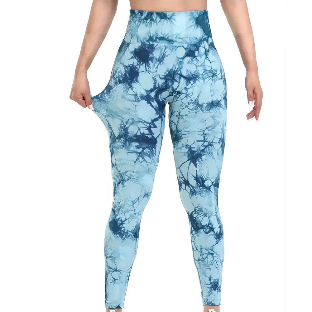 Nahtlose Yoga-Leggings mit Batikmuster für Damen, hohe Taille, Fitness, sexy, modische Leggings, Training, Laufen, Gesäßheben, Radsport-Leggings