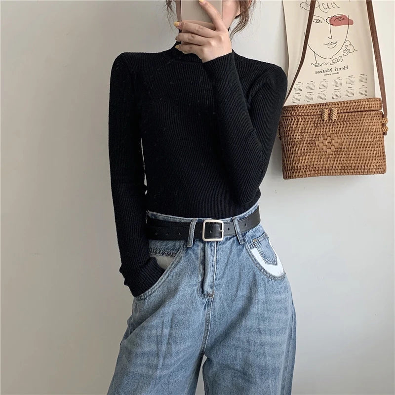 Women's Winter Fall Turtleneck Sweater Knitted Soft Pullovers Cashmere Jumpers Basic Soft Sweaters For Women 2024 Autumn Winter