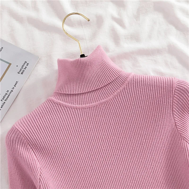 Women's Winter Fall Turtleneck Sweater Knitted Soft Pullovers Cashmere Jumpers Basic Soft Sweaters For Women 2024 Autumn Winter