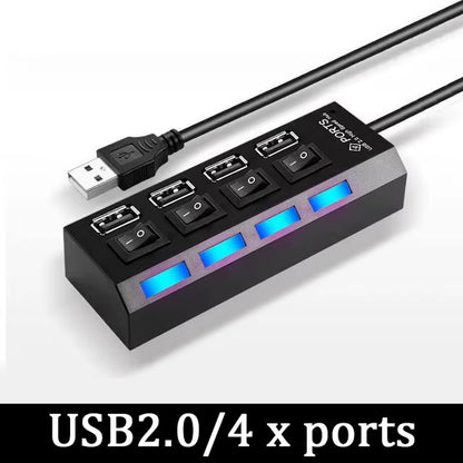 USB 3.0 Power Adapter 4/7 Port Multi USB Splitter Hub USB Hub 2.0 USB Multiple Expander Switch 30CM Cable Hub Docking Stations