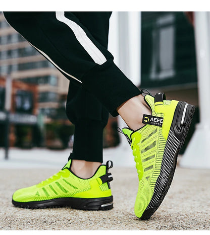 VaultHaus lightweight athletic sneakers for men in bright yellow with black sole and breathable design