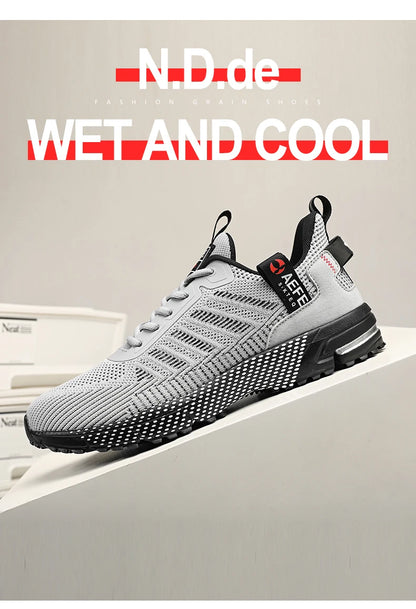 VaultHaus lightweight athletic sneakers for men in gray and black with breathable mesh design