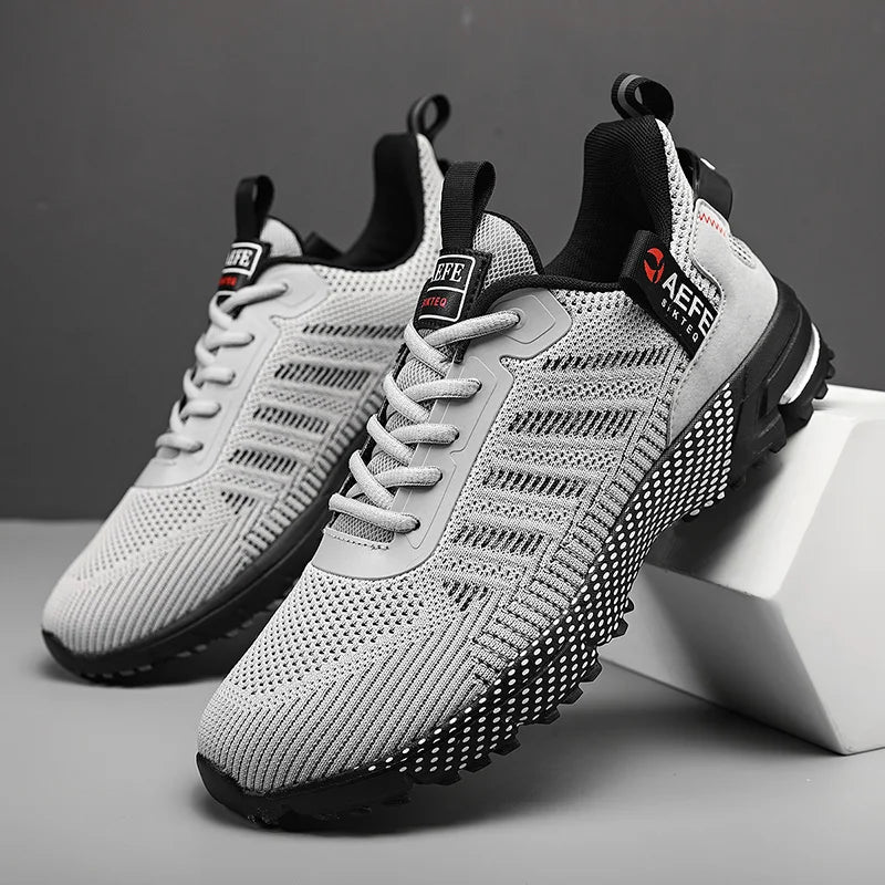 VaultHaus lightweight athletic sneakers for men in gray with black accents and breathable mesh design