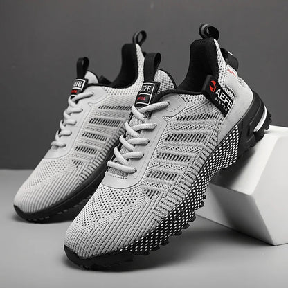 VaultHaus lightweight athletic sneakers for men in gray with black accents and breathable mesh design