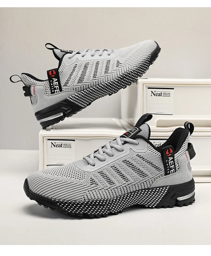 VaultHaus lightweight athletic sneakers for men in gray and black with breathable design and textured sole