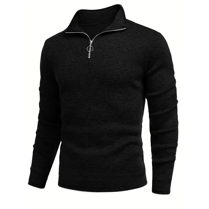 VaultHaus long sleeve outdoor jacket men in black featuring a stylish zip-up collar