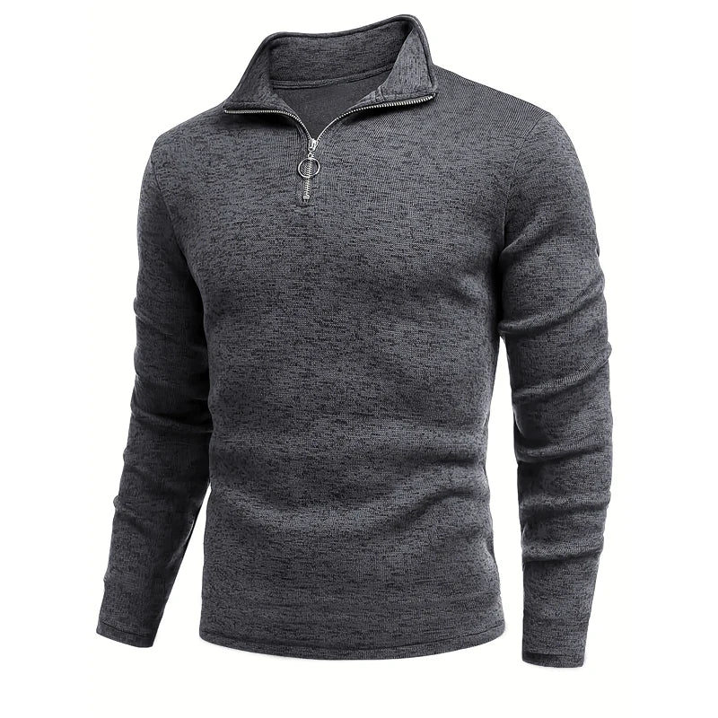 VaultHaus long sleeve outdoor jacket men in grey with quarter zip design and soft fabric