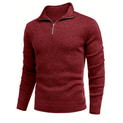 VaultHaus Long Sleeve Outdoor Jacket Men in burgundy with a quarter zip collar for comfort and style