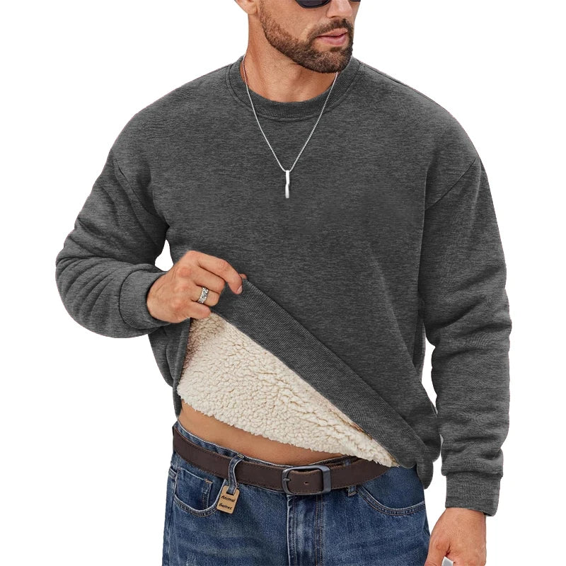 VaultHaus thermal pullover for men in grey with soft lining for warmth and comfort
