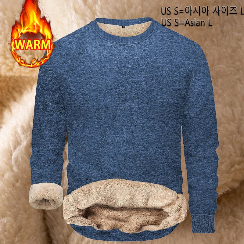 Comfortable blue thermal pullover for men with soft lining for warmth and style