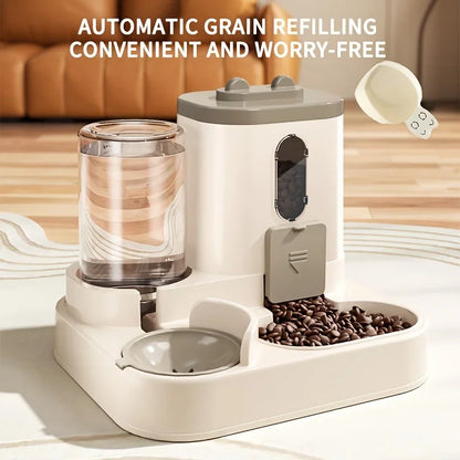 VaultHaus Automatic 2 in 1 Cat Food and Water Dispenser with convenient grain refilling feature