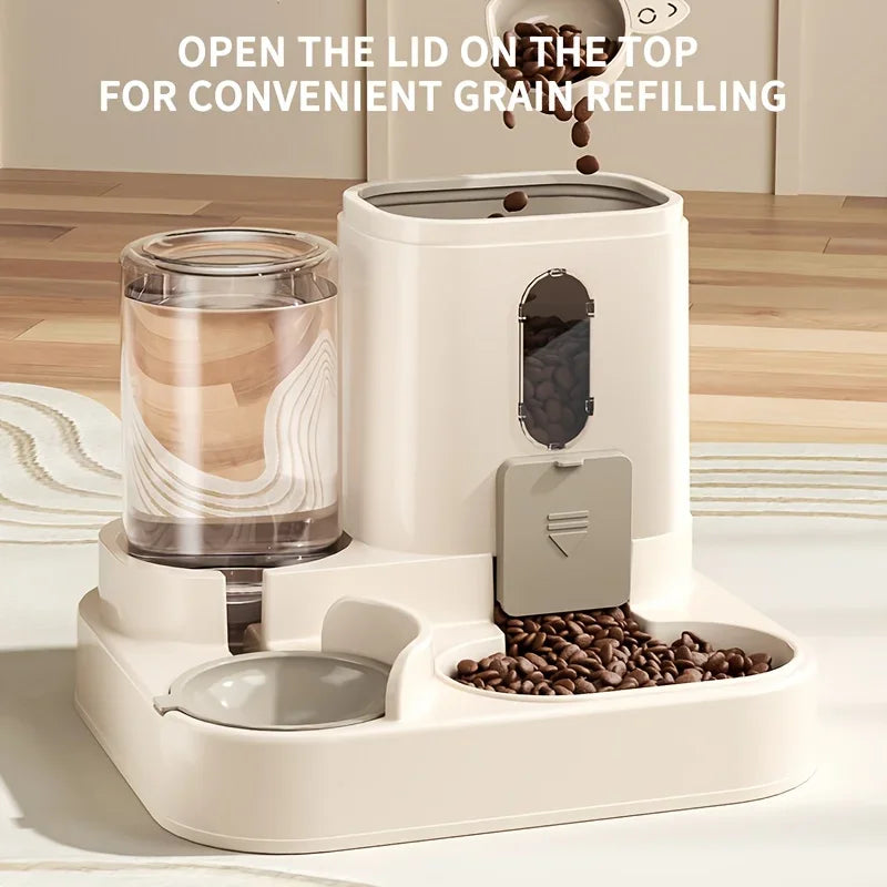 VaultHaus Automatic 2 in 1 Cat Food and Water Dispenser with easy grain refilling feature