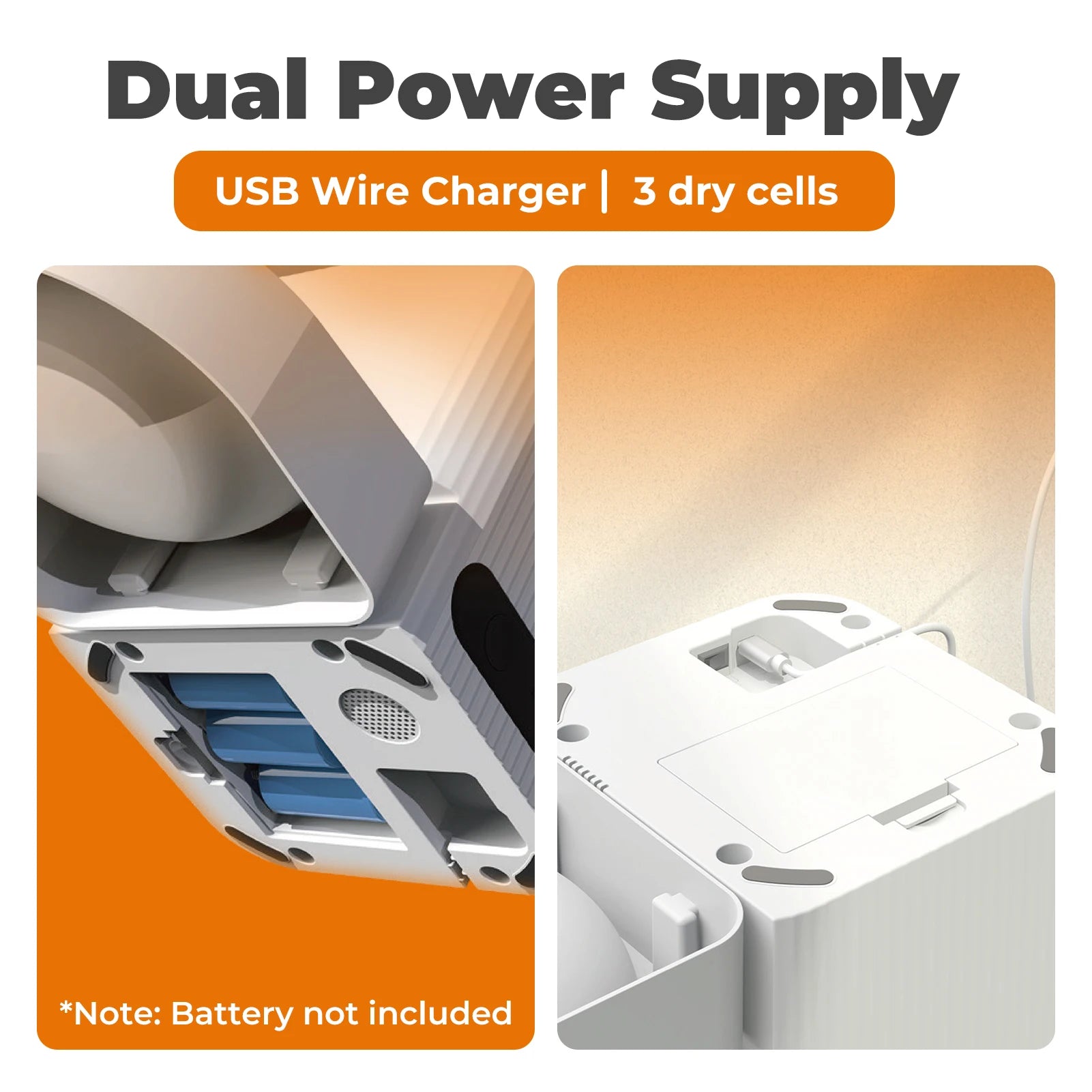 Close-up of VaultHaus Automatic Cat or Dog Feeder, APP Control with Timer showcasing dual power supply features