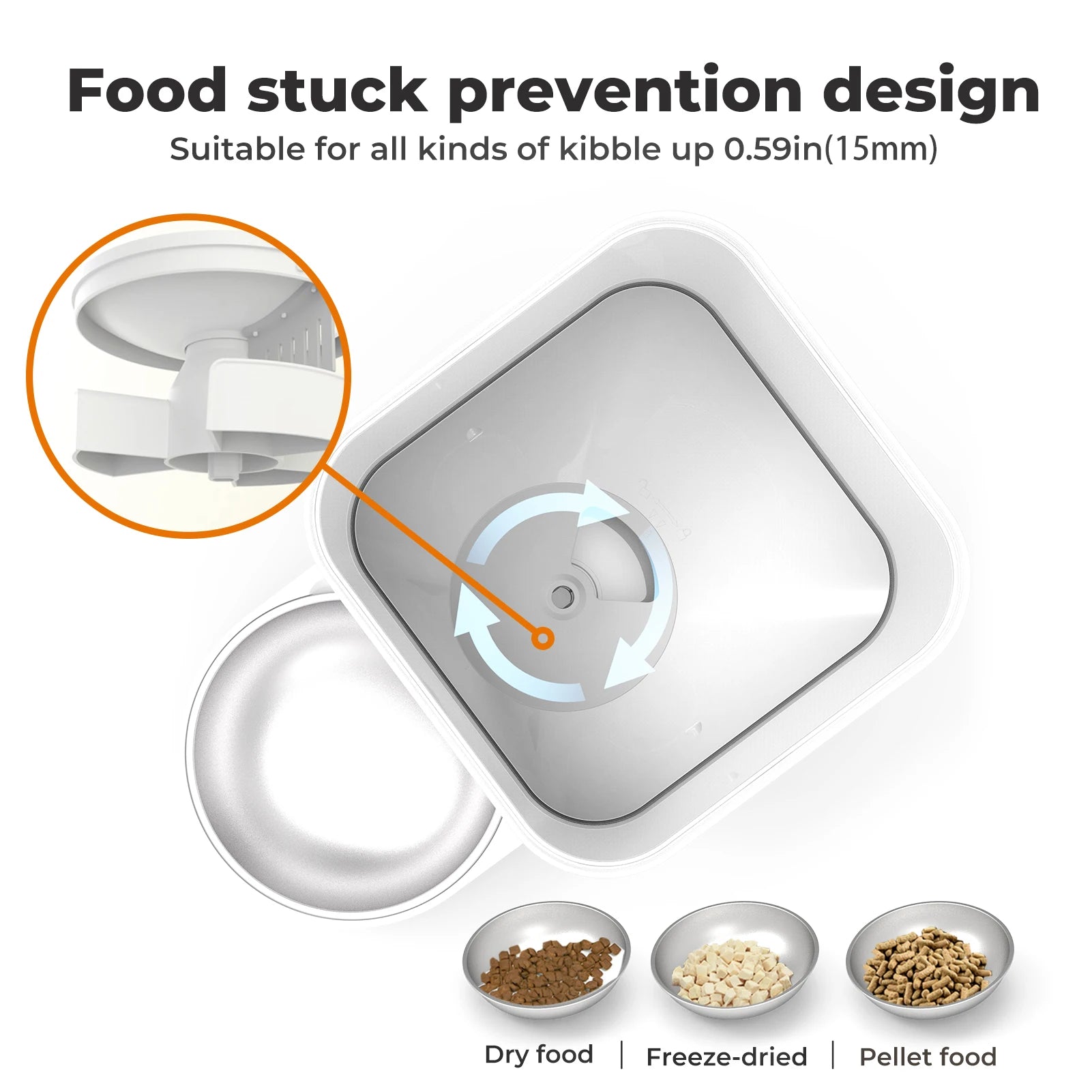 VaultHaus Automatic Cat or Dog Feeder with APP Control and Timer for kibble up to 0.59in