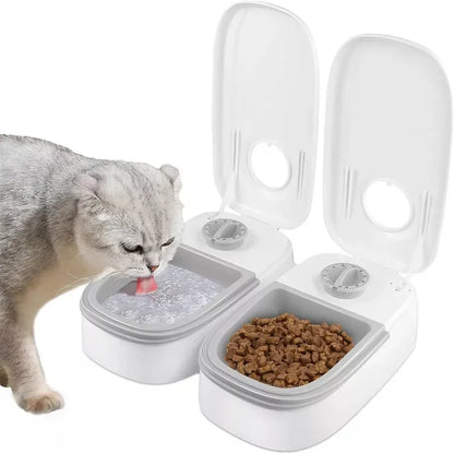 VaultHaus automatic pet food dispenser with dual compartments for food and water for pets