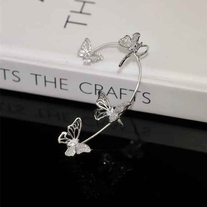 Women'S Elegant Butterfly Ear Cuffs - No-Piercing Ear Hooks, Synthetic Gemstone Accents, Everyday & Formal Jewelry for Parties, Weddings, Everyday Outfits - Non-Piercing Ear Clips for Sensitive Light Beige, Party Accessories,