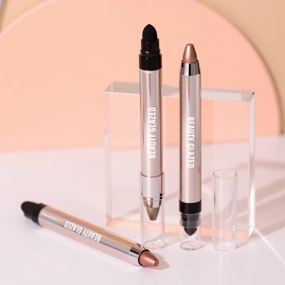 VaultHaus Beauty Glazed dual-ended highlighter eyeshadow pencil pearlescen with metallic and black tips