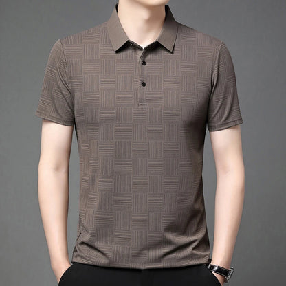 Men's New Printed Business Casual Short sleeved POLO Shirt Fashion Short sleeved Comfortable and Breathable Top - VaultHaus