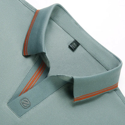 VaultHaus Business Casual Polo Top in Light Green with Stylish Contrast Stripes