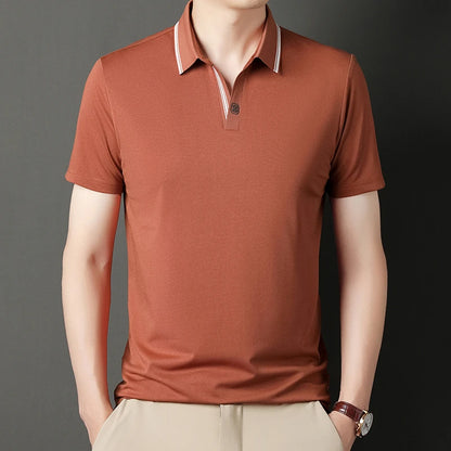 VaultHaus business casual polo top in brown with contrasting collar for a polished look