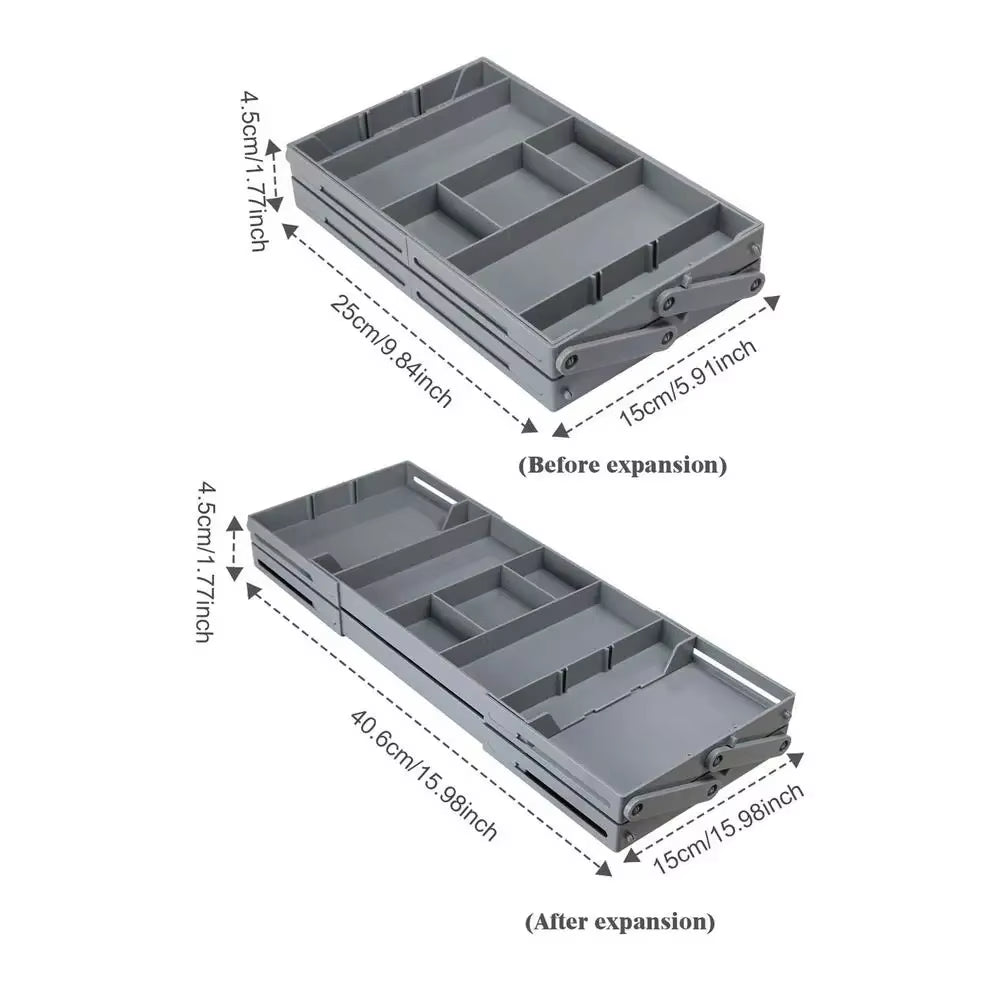 2/3 Tier Drawer Organizer Storage Trays Multi Level Collapsible Expandable Desk Organizer for Office Kitchen Gadgets