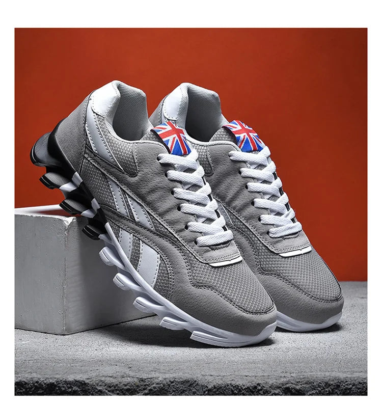 VaultHaus comfortable unisex walking sneakers in grey with stylish design and Union Jack detail