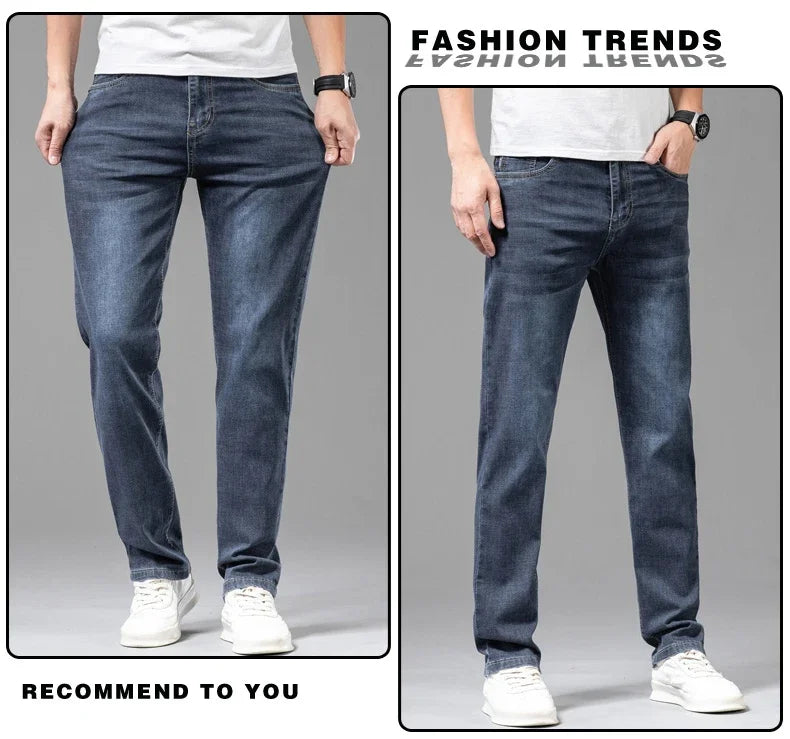 Stylish VaultHaus comfortable men's fashion jeans in dark blue, perfect for casual wear and everyday style.