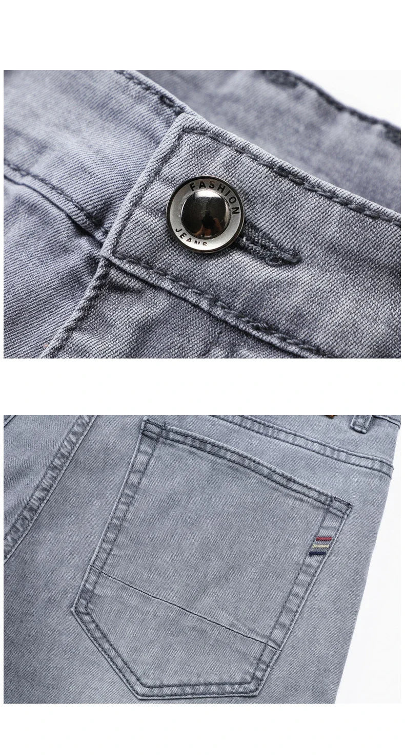 VaultHaus comfortable men's fashion jeans with durable button and back pocket detail