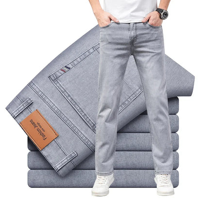 Comfortable men's fashion jeans in light gray with a classic fit and stylish design