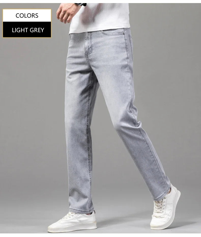 Light grey comfortable men's fashion jeans with a modern fit, perfect for casual wear