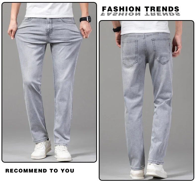 VaultHaus comfortable men's fashion jeans in light gray with a relaxed fit for stylish casual wear