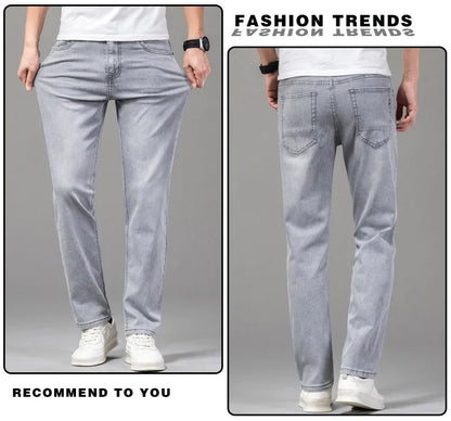 VaultHaus comfortable men's fashion jeans in light gray with a relaxed fit for stylish casual wear